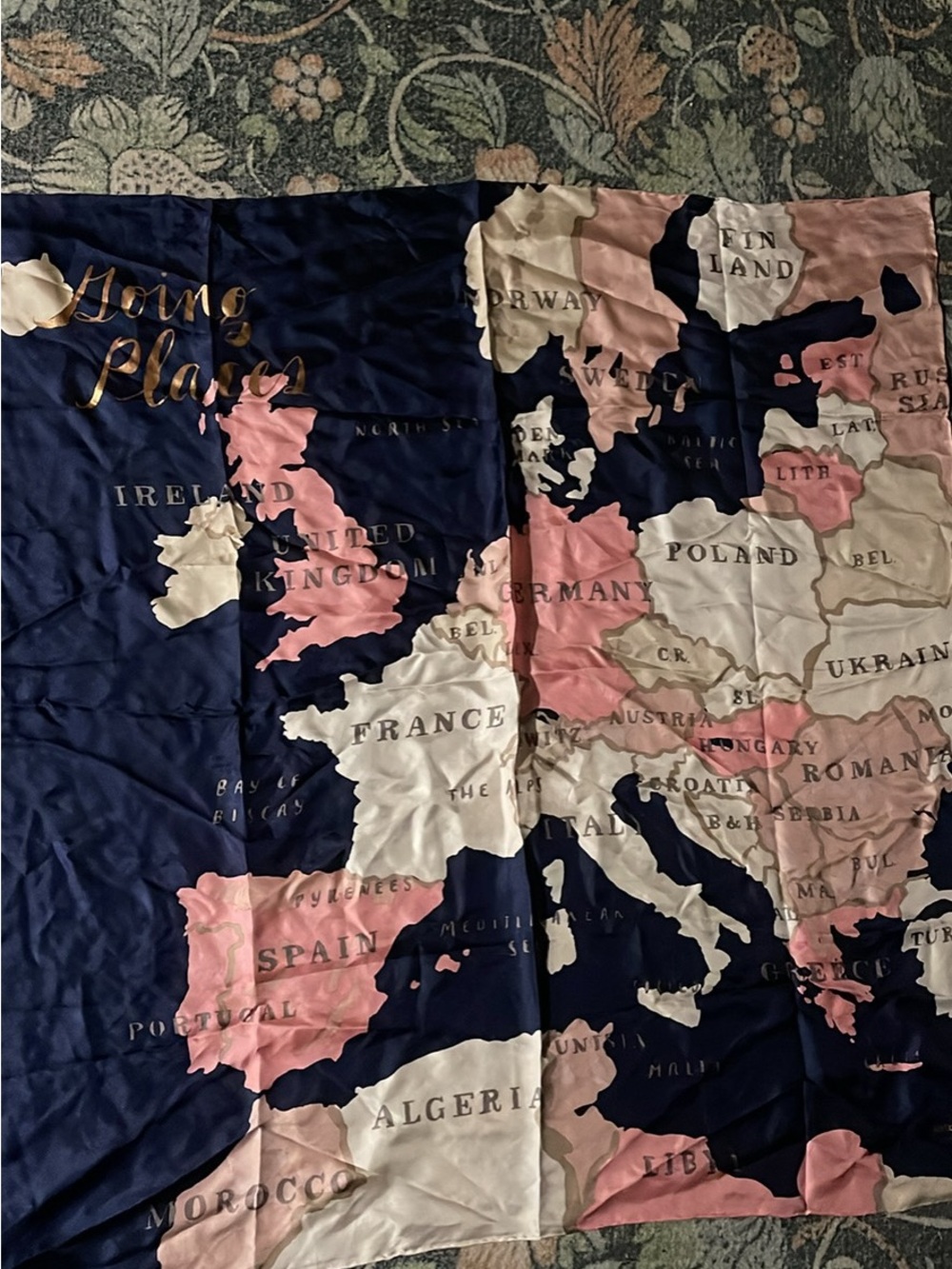 kate spade Navy, Pink & Cream Map-Print Duvet Cover